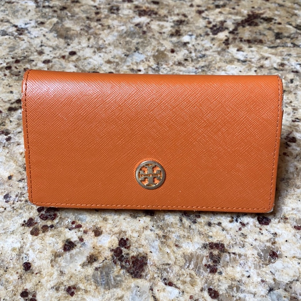 Tori Burch glasses case used orange